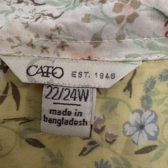 Cato Womens 22/24 Long Sleeve V-neck Floral Boho Color Block Button Front - Picture 6 of 6